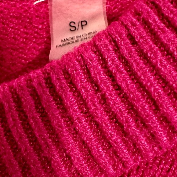 Tahari Pullover Sweater Fuchsia Pink HiLo Hem Long Sleeves Size Petite Small S/P - Picture 4 of 8